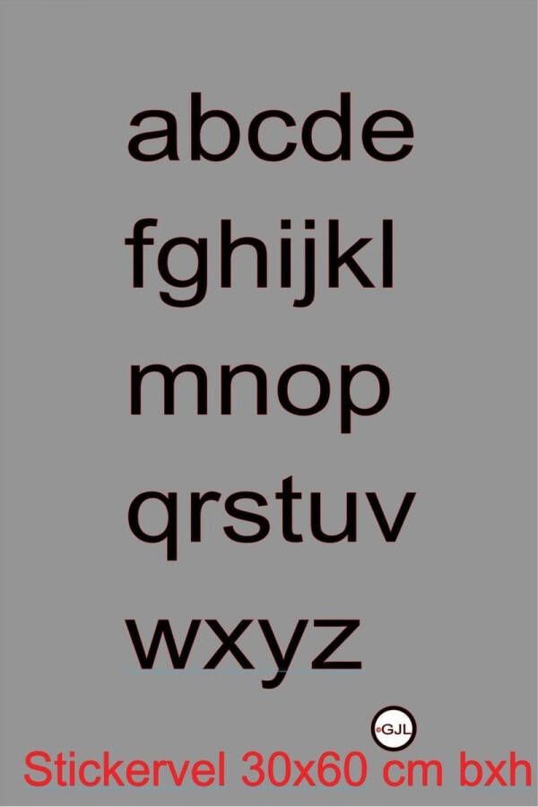 GJL Letters a-z 26 stuks Kleine alfabet zelfklevende folie Sticker Hobby Magazijnmarkering Deuren Kasten Lade`s Kliko Brievenbus Naamborden Kleur Wit