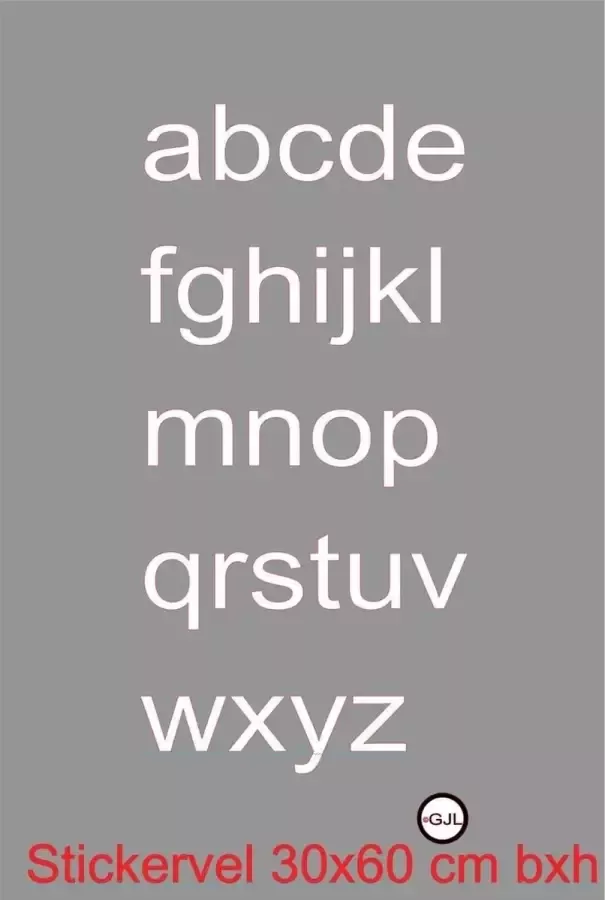 GJL Letters a-z 26 stuks Kleine alfabet zelfklevende folie Sticker Hobby Magazijnmarkering Deuren Kasten Lade`s Kliko Brievenbus Naamborden Kleur Wit - Foto 2