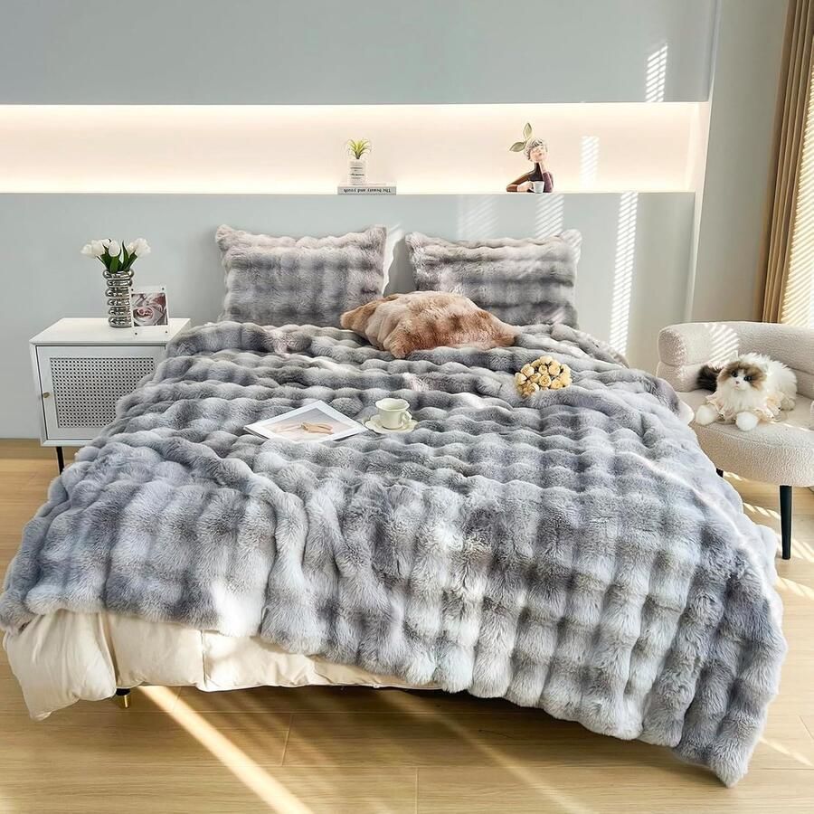 GKXLH Knuffeldeken Fluffy Blanket Zachte pluche knuffeldeken pluizige knuffeldeken bedspreien 1200gsm konijnenimitatiebont lichtgewicht dekens warme pluizige deken voor bank bed en bank (180x230cm)