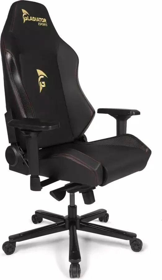 Gladiator Sports Gladiator Esports Gamestoel Gamingstoel met Arm- en Rugleuning Gaming Chair Bureaustoel 140 Graden Kantelbaar In Hoogte Verstelbaar Met Zacht hoofdkussen Zwart Goud - Foto 2