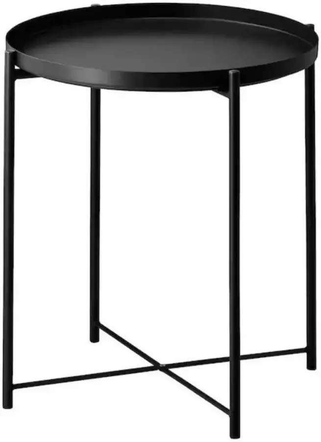 GLADOM Salontafel met dienblad Zwart 45x53 cm Slijtvast Staal