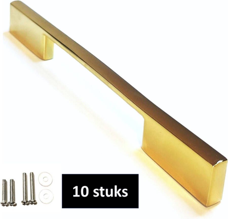 MSQDESIGN Handgreep Goud 192 mm 10 stuks (GOUD-PVD) Hoge Kwaliteit Meubelgrepen Keukengreep Goud Kastgrepen Handgrepen keukenkastjes Meubelgreep Handgrepen voor deurtjes handgreep keuken Deurgreep ladegreep inclusief schroeven