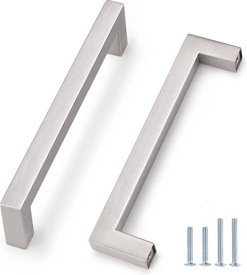 MSQDESIGN Handgrepen RVS Handgreep zilver 128 mm 10stuks Handgrepen kast Meubelgrepen Keukengreep ZILVER Kastgrepen Handgrepen keukenkastjes Meubelgreep Handgrepen voor deurtjes handgreep keuken Deurgreep ladegreep inclusief schroeven - Foto 4