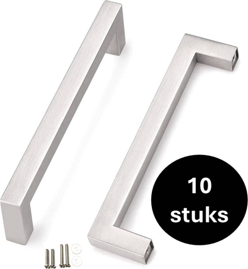 MSQDESIGN Handgrepen RVS Handgreep zilver 128 mm 10stuks Handgrepen kast Meubelgrepen Keukengreep ZILVER Kastgrepen Handgrepen keukenkastjes Meubelgreep Handgrepen voor deurtjes handgreep keuken Deurgreep ladegreep inclusief schroeven
