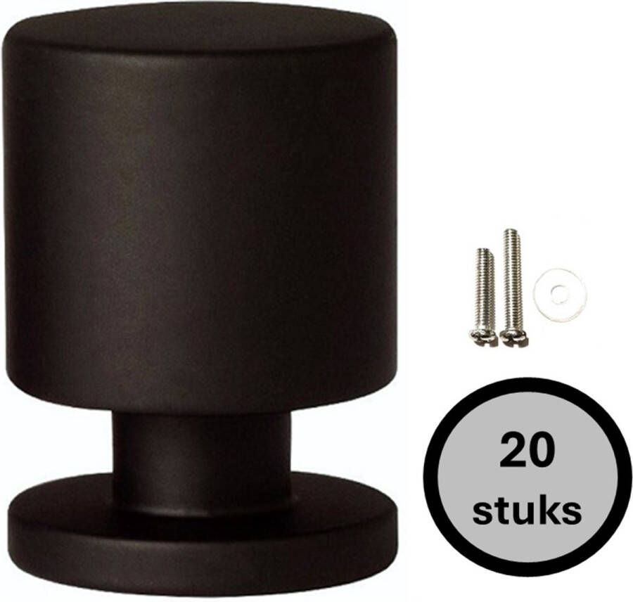 MSQDESIGN Kastknop zwart (Metaal) Kastknoppen zwart 20 stuks Deurknopjes zwart voor kast Deurknop zwart Deurknopjes zwart Handgreep zwart Meubelknop zwart Meubelknoppen zwart Deurknopjes zwart Deurknoppen zwart Ladeknoppen voor deurtjes
