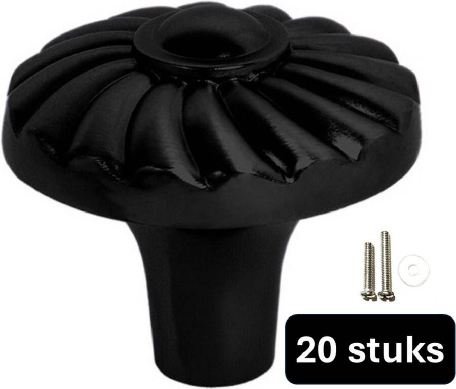 MSQDESIGN Kastknop zwart (Metaal) Kastknoppen zwart 20 stuks Deurknopjes zwart voor kast Deurknop zwart Deurknopjes zwart Handgreep zwart Meubelknop zwart Meubelknoppen zwart Deurknopjes zwart Deurknoppen zwart Ladeknoppen voor deurtjes
