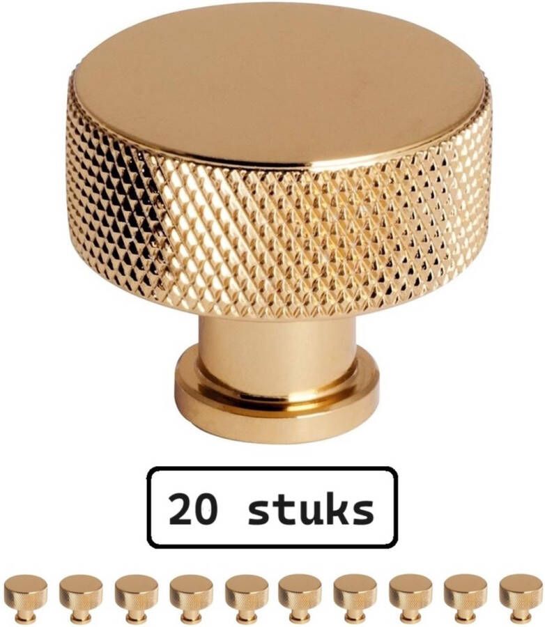 MSQDESIGN LUXE Kastknop Goud (Metaal) Hoge Kwaliteit Kastknoppen Goud (Glanzend) 20 stuks Deurknopjes Goud voor kast Deurknop Goud Deurknopjes Goud Handgreep Meubelknop Goud Meubelknoppen Goud Deurknopjes Goud Deurknoppen Goud Ladeknoppen - Foto 3