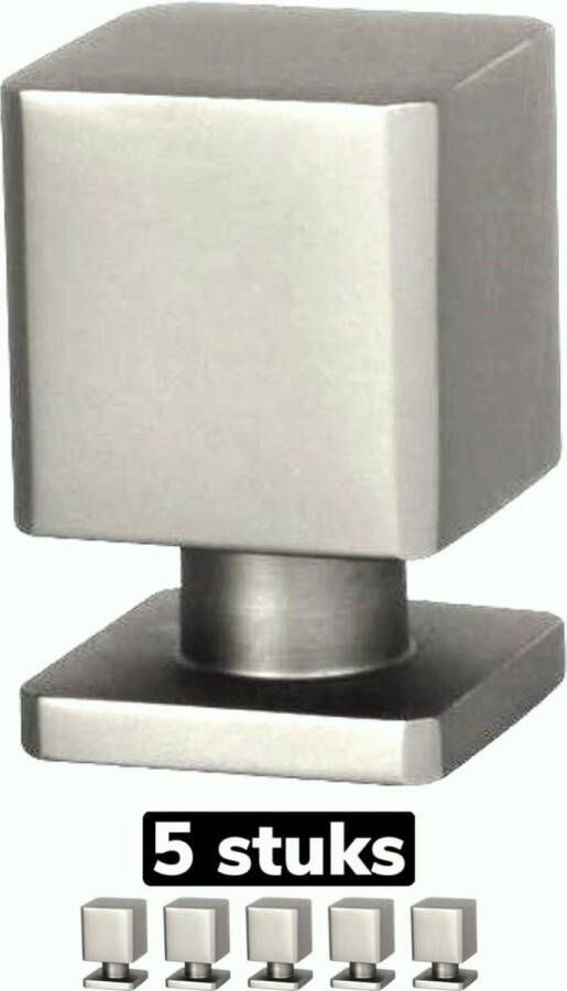 Gld Aluminium Meubelknop zilver vierkant Kastknop RVS kleur 5 stuks Deurknoppen zilver voor kasten- Deurknopjes zilver Kastknoppen zilver handgreep zilver meubelknoppen zilver Deurknopjes zilver Meubelbeslag zilver deurknop zilver