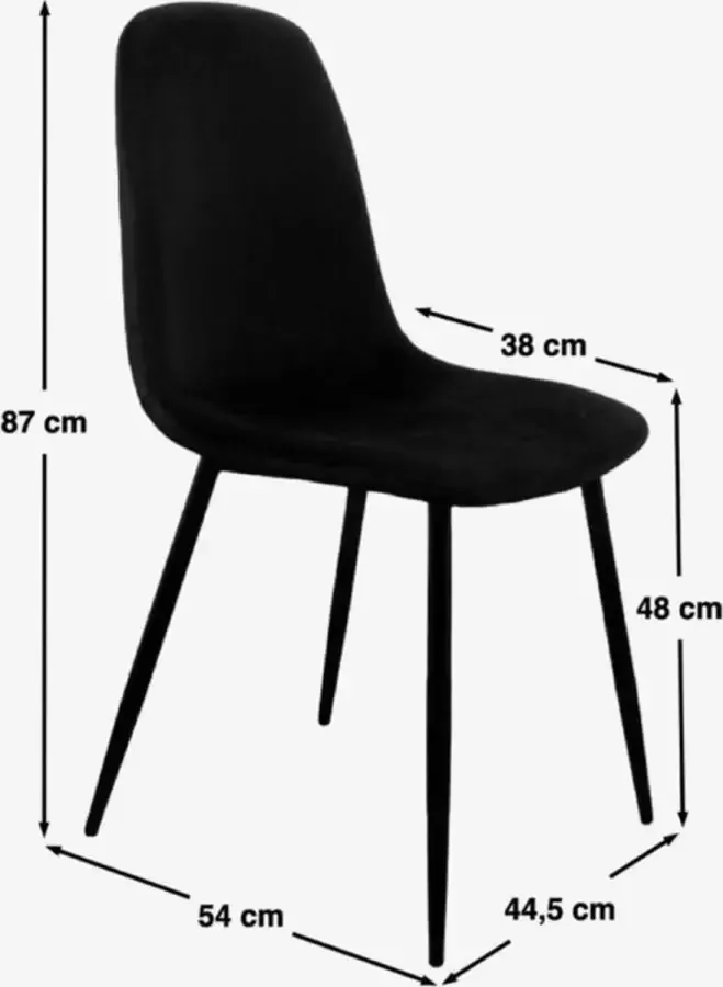 Global Daily Goods ROTTERDAM Eetkamerstoel 100 % Velvet eetstoel Metaalpoot -GRIJS- PATROONLOOS
