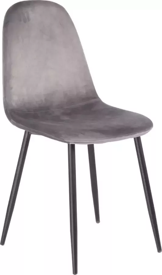 Global Daily Goods ROTTERDAM Eetkamerstoel 100 % Velvet eetstoel Metaalpoot -ZWART- PATROONLOOS