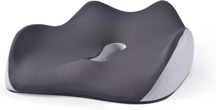 Gloovon Ergonomisch Zitkussen Orthopedisch Zitring Decubitus Traagschuim Stuitje Geschikt voor bureaustoel auto en sofa Grijs