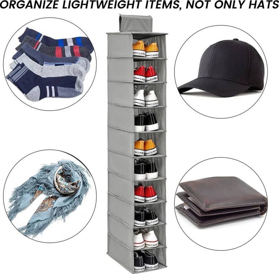 Glowhub Schoenenorganizer hangende opberger kledingkastorganizer voor kledingkasten en slaapkamers groot hangend met 20 vakken grijs