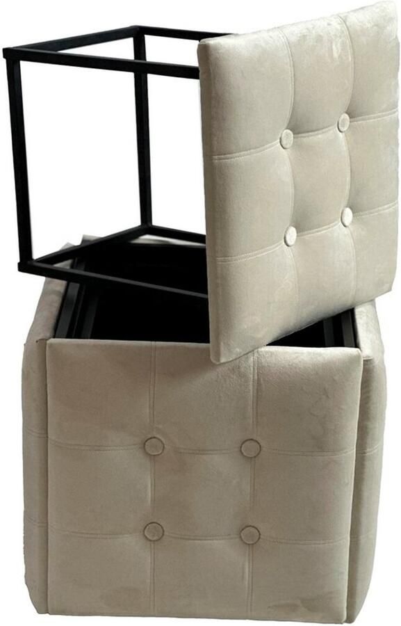 Go Gift Puff-transformer 5in1 5 stools in 1 pouffe cream velvet 2250