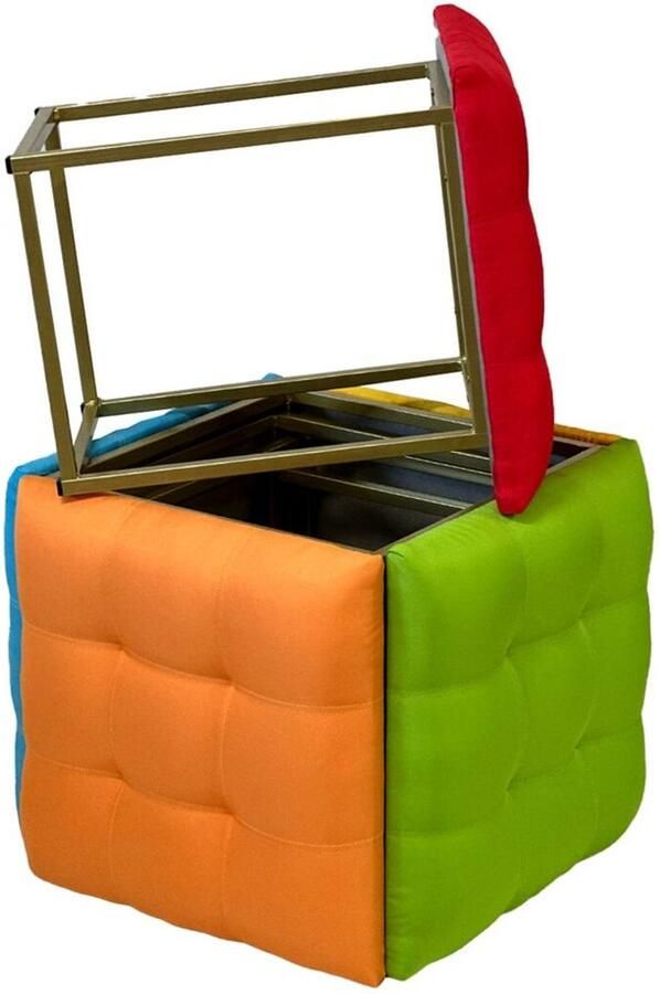 Go Gift Set van krukken Transformer Multicolour Leer Staal 50 x 50 x 50 cm Poef 5-in-1 5 Stuks