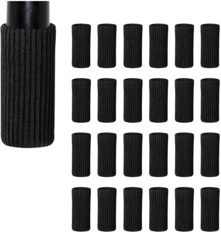 Go Gadget Stoelpoot beschermers stoelsokken 24 stuks Zwart