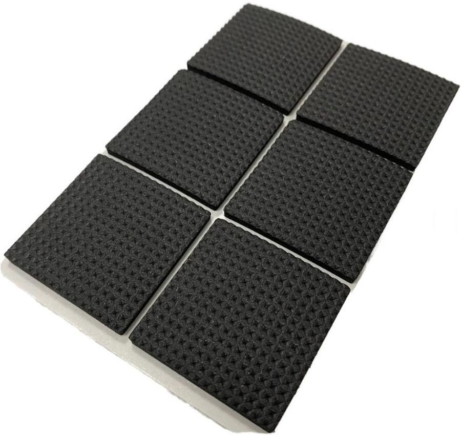 Go Gadget Zelfklevende meubelonderzetters Vierkant Anti slip Anti-kras vilt Rubber stoel beschermer Zwart Beschermvilt Plakvilt 4.5*4.5cm 1 set van 6 stuks