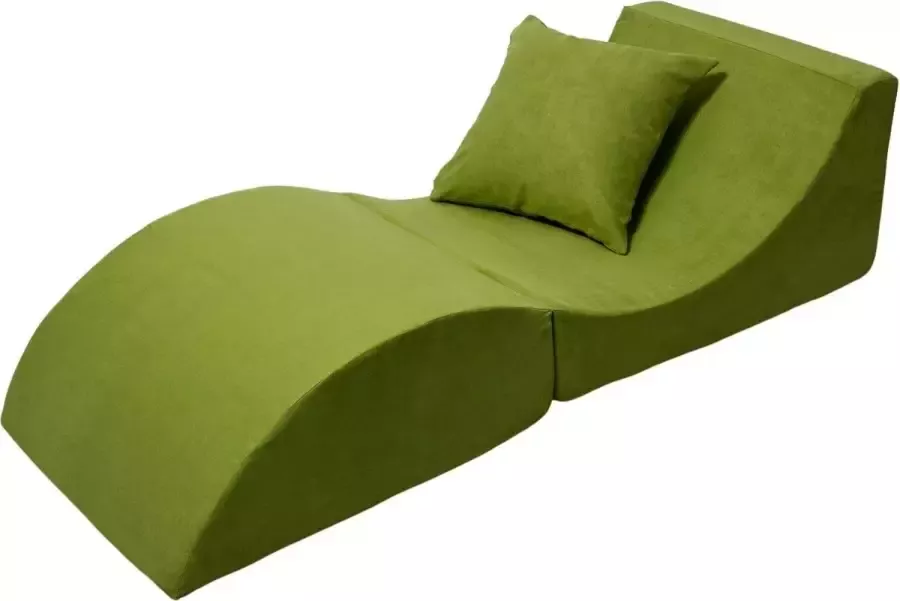 Go Momi Opvouwbare sofa comfortabel ontspannend 3 in één pouffe tafel Groene