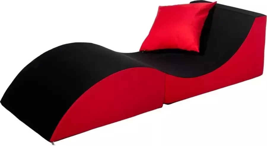 Go Momi Opvouwbare sofa comfortabel ontspannend 3 in één pouffe tafel zwart en rood
