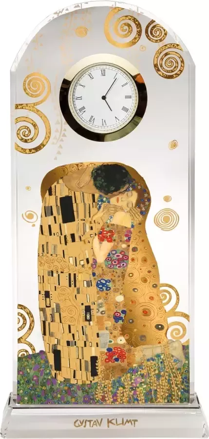 Goebel: Gustav Klimt Goebel Gustav Klimt Tafel Klok De Kus Glas 23cm met echt goud
