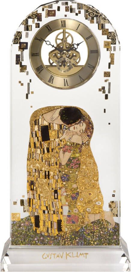 Goebel Gustav Klimt Tafel Klok De Kus Glas 32cm met echt goud