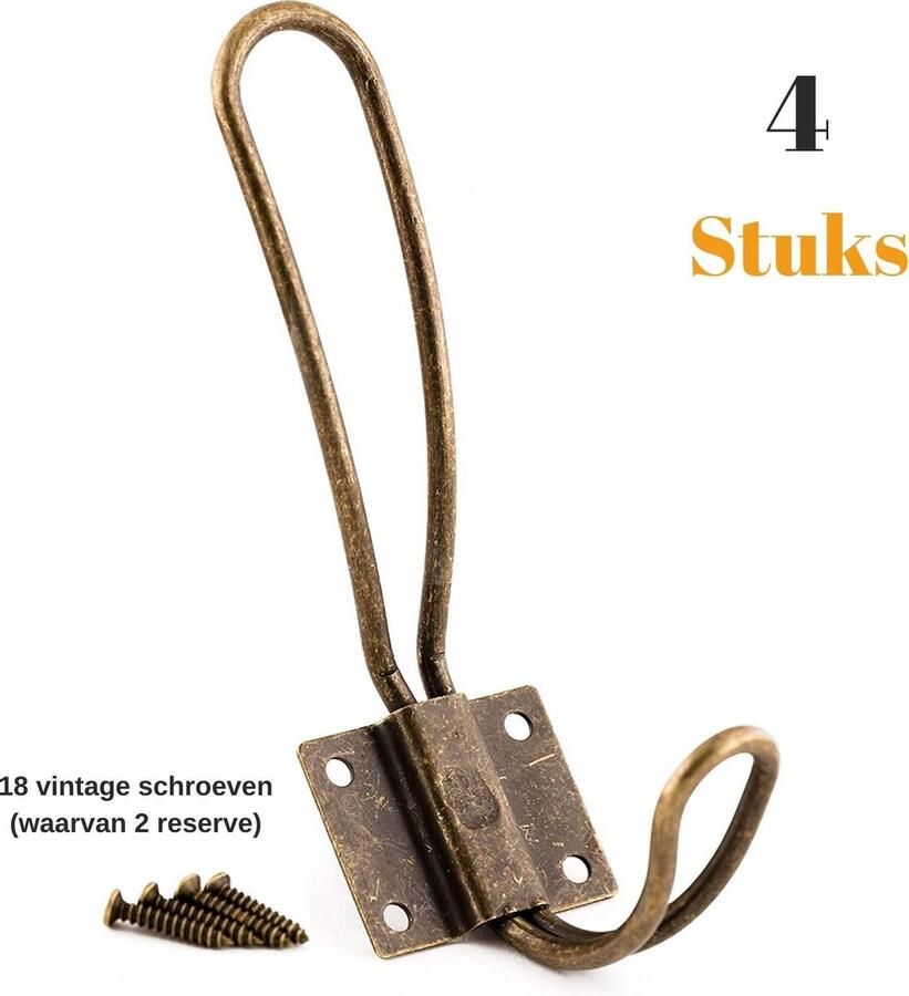 Gohh Set van 4 Zwarte Kledinghaken – Stevige Vintage Kapstokhaak
