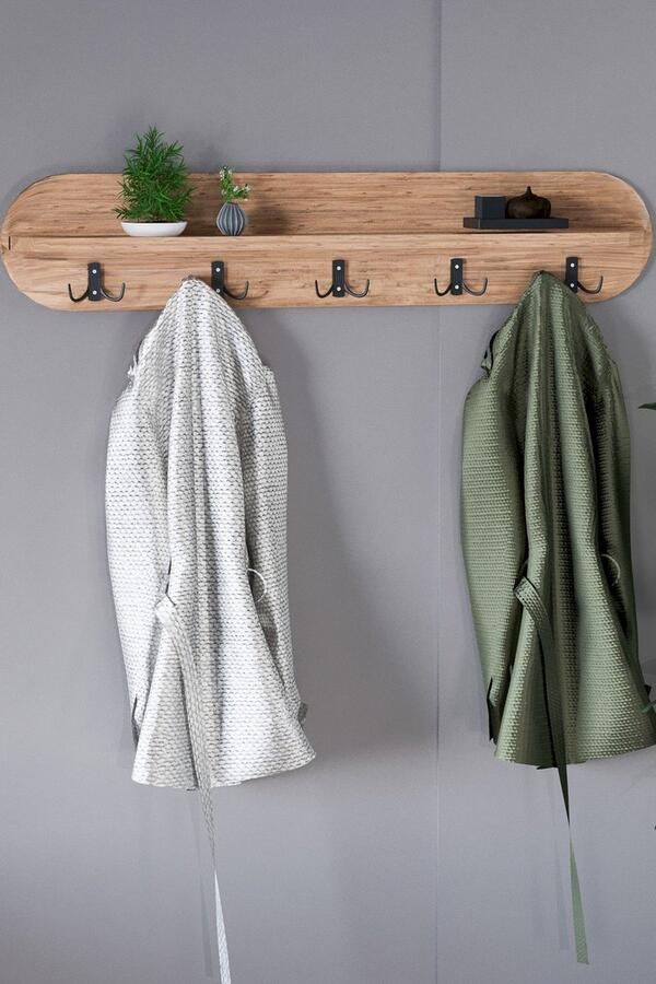 Gold 90 cm Kapstok Plankhanger Ovale Hanger Ovale Hoekige Kapstok Wandkapstok Pijnboom 10 Haken