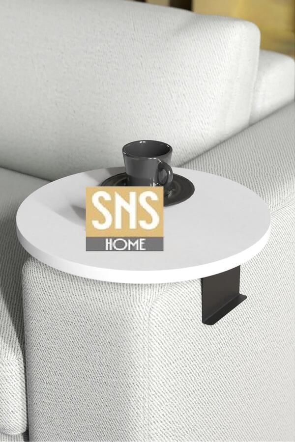 Gold Bijzettafel Salontafel met armleuning Salontafel met Verstelbaar Dienblad Decoratief Modern Dienblad Wit Diameter 34