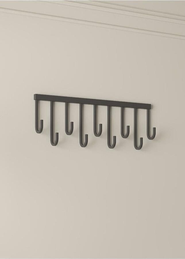 Gold Nestly Wandmontage Kapstok Decoratieve 9 Haken IJzeren Muurkapstok Metalen Kapstok Kledinghanger Wandgemonteerde hanger 60 cm Zwart