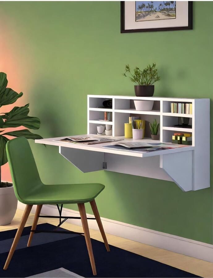 Gold Wandtafel Draagbare Planktafel Inklapbaar Wandbureau Inklapbare Wandtafel Keukentafel Wandkast Vouwtafel Klaptafel 90x50 cm MDF Wit