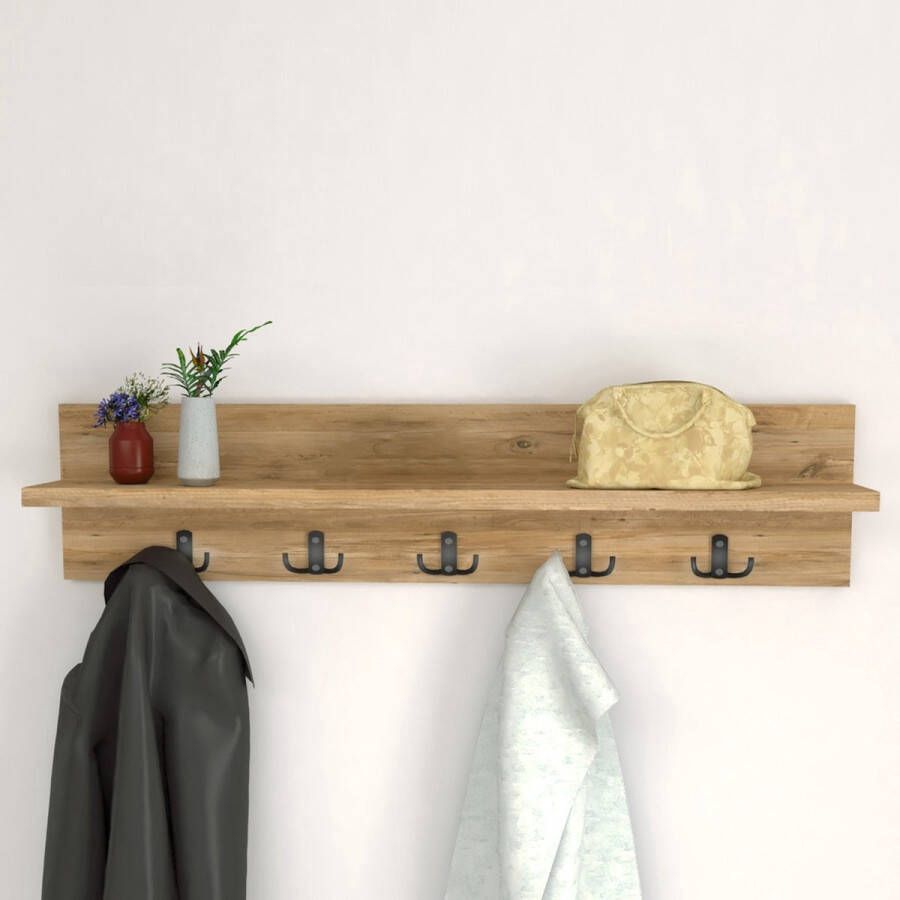 Nestly Kapstok Wandkapstok Pijnboom 80 cm 10 Haken
