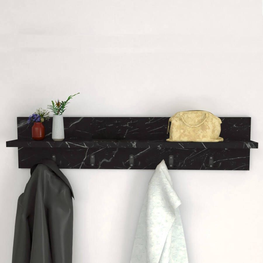 Gold Kapstok Wandkapstok Zwartmarmer 80 cm 10 Haken
