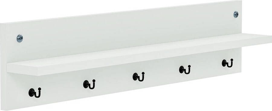 Bofigo Moderne Muurhanger Wandkapstok Kapstok met Plank Kapstok Garderobe 80 cm 5 Haken Wit - Foto 2