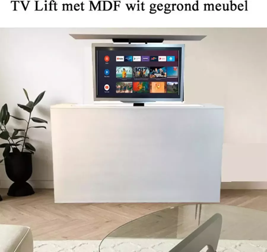 Golden Note GN TV lift met MDF meubel 160x90x30 kast wit gegrond voor 37 t m 55 inch TV