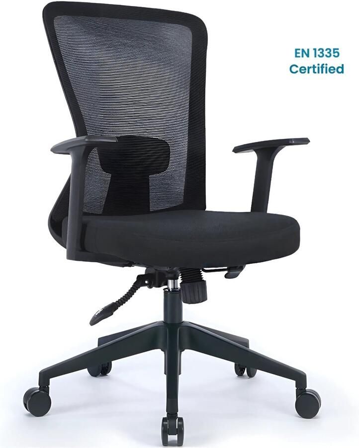 Goliving Ergonomisch Bureaustoel Kantoorstoel Office Chair Verstelbaar Op Wieltjes Voor Volwassenen NEN-1335 Zwart
