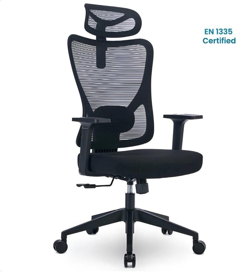 Goliving Ergonomische Bureaustoel Office  Chair Met Hoofdsteun Kantoorstoel Verstelbaar Gaming Voor Volwassenen NEN-1335 Zwart