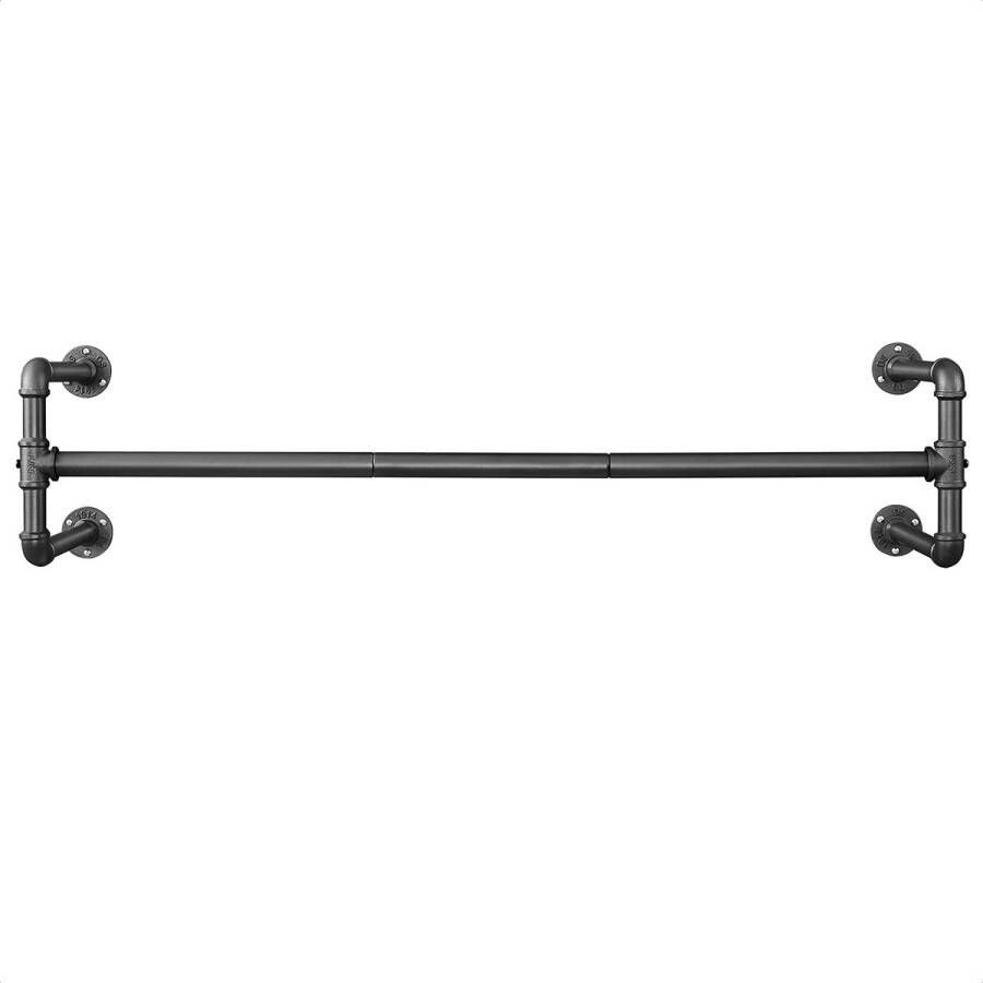 Goliving Kledingstang Garderobestang Kledingstangen voor aan de muur Ruimtebesparend Sterk Duurzaam Industriële Kledingroede 112 cm 1 stuk Zwart - Foto 2