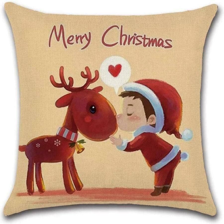 GoMyShop.nl Kussenhoes Kerstmis Rendier en Pop Sfeervolle Kerstdecoratie voor Bank en Slaapkamer