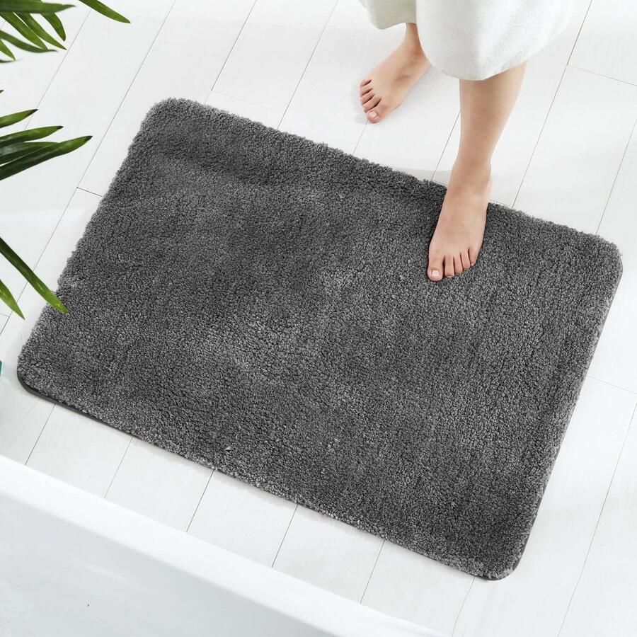 GONICVIN Vloerkleed 50 x 80 cm Zachte microvezel wasbare badmat antislip badmat voor badkamer woonkamer (antraciet)