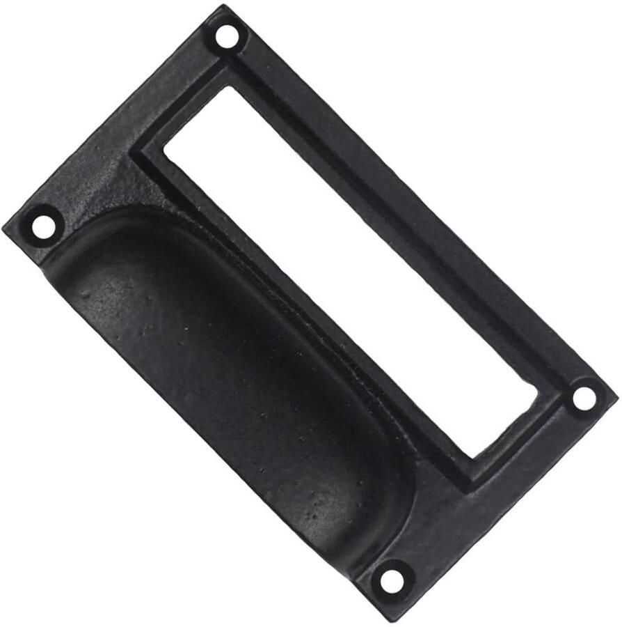 Good in Style Gietijzeren Ladegreep met Etiketuitsparing Authentieke Labelgreep voor Ladekasten Zwart