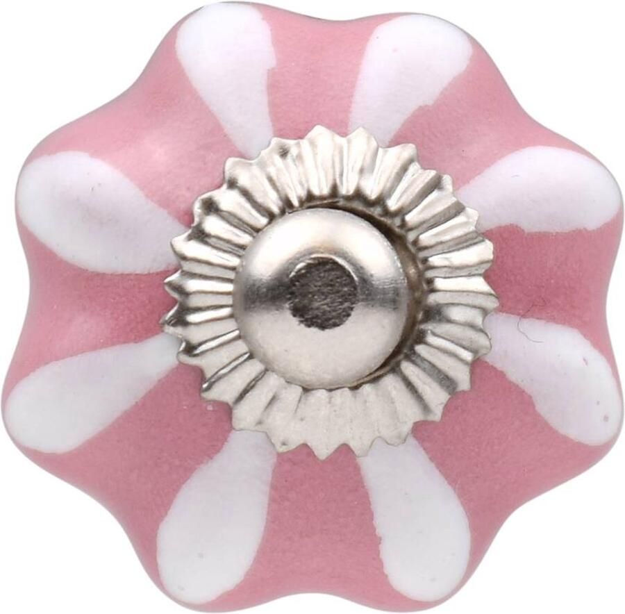 Good in Style Meubelknop 30mm roze wit bloem