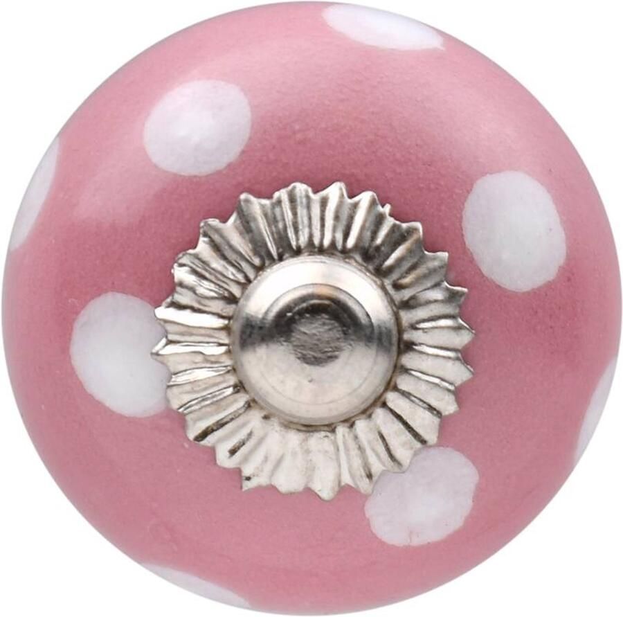 Good in Style Meubelknop 30mm roze wit gestippeld