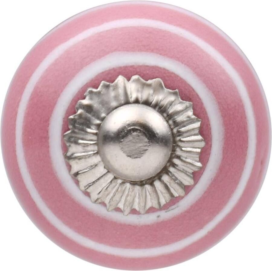 Good in Style Meubelknop 30mm roze wit gestreept 30mm