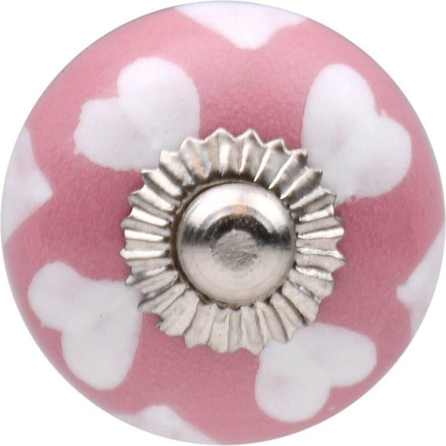Good in Style Meubelknop 30mm roze wit hartjes