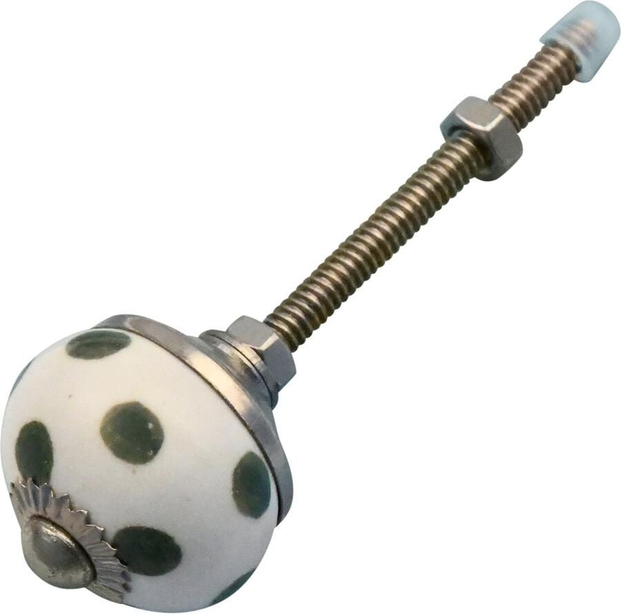 Good in Style Meubelknop 30mm wit donkergroene stippels