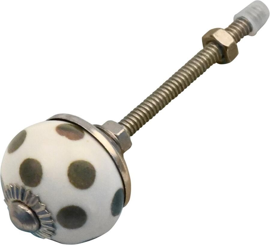 Good in Style Meubelknop 30mm wit met groene stippels