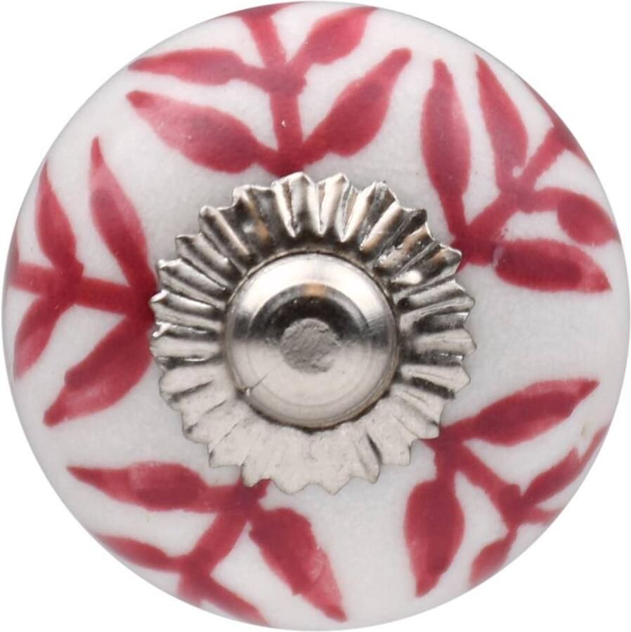 Good in Style Meubelknop 30mm wit roze blaadjes