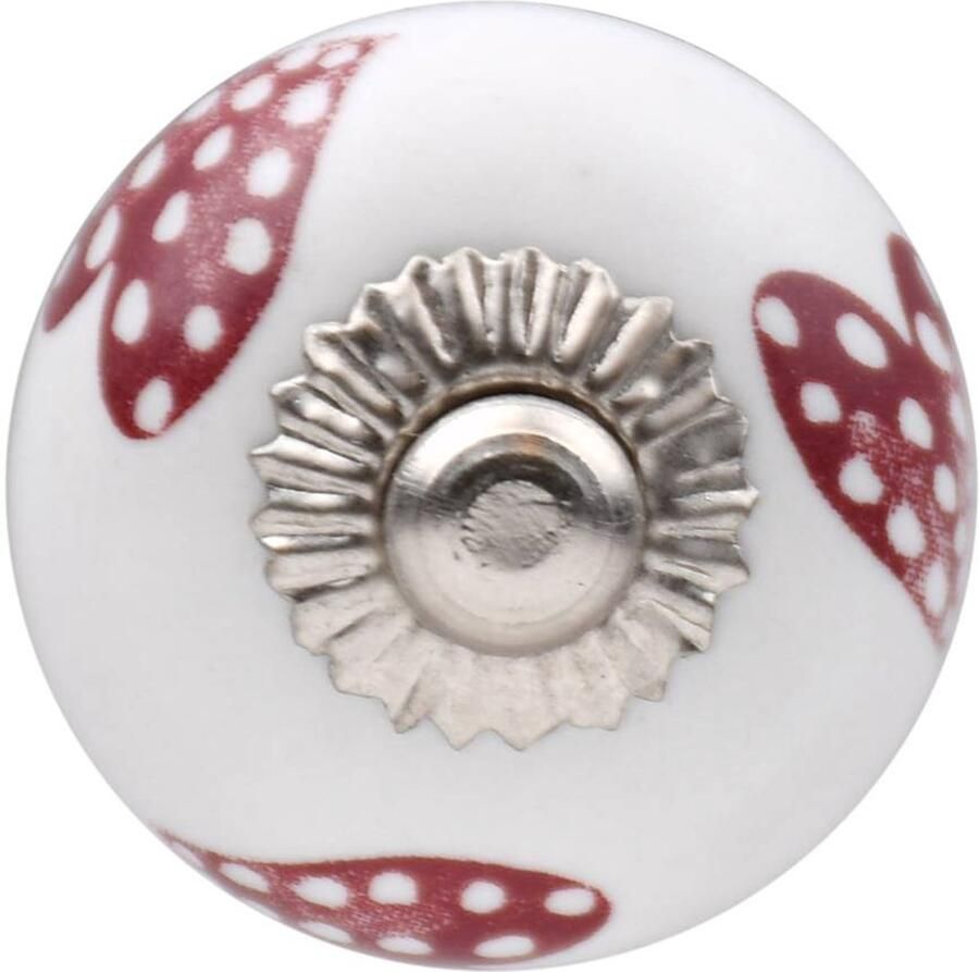 Good in Style Meubelknop 30mm wit roze gestippelde hartjes donker