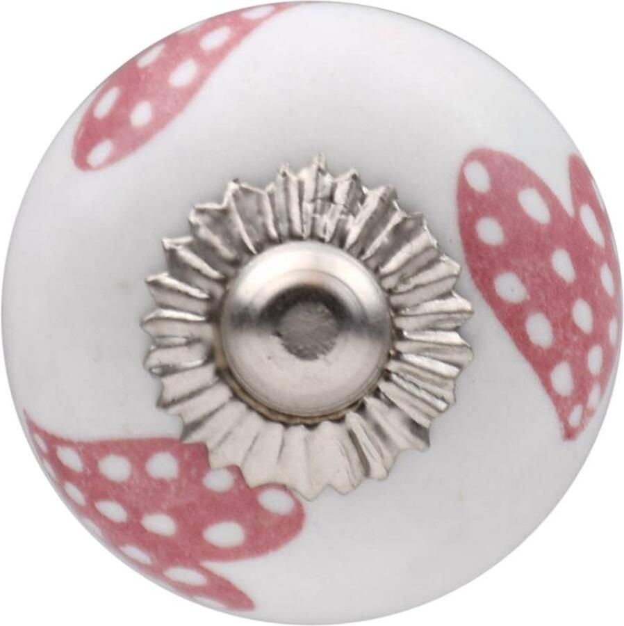 Good in Style Meubelknop 30mm wit roze gestippelde hartjes licht