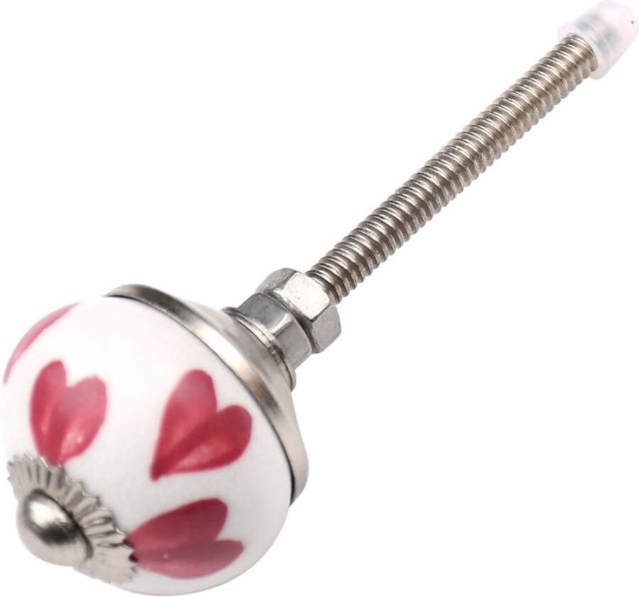 Good in Style Meubelknop 30mm wit roze hartjes