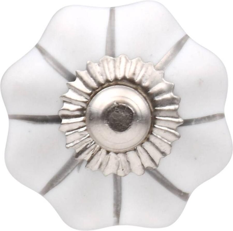Good in Style Meubelknop 30mm wit zilver bloem